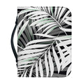 Black White Tropical Leaf Pattern Print Leather Bible Cover