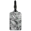 Black White Tropical Leaf Pattern Print Luggage Tag