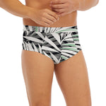 Black White Tropical Leaf Pattern Print Men's Briefs