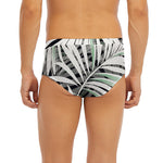 Black White Tropical Leaf Pattern Print Men's Briefs