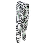 Black White Tropical Leaf Pattern Print Men's Compression Pants