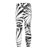 Black White Tropical Leaf Pattern Print Men's leggings