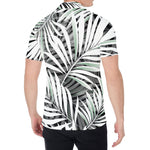 Black White Tropical Leaf Pattern Print Men's Shirt