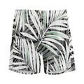Black White Tropical Leaf Pattern Print Men's Athletic Shorts