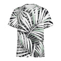Black White Tropical Leaf Pattern Print Men's Athletic T-Shirt