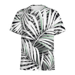 Black White Tropical Leaf Pattern Print Men's Sports T-Shirt