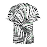 Black White Tropical Leaf Pattern Print Men's Sports T-Shirt