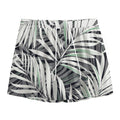 Black White Tropical Leaf Pattern Print Mesh Shorts