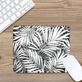 Black White Tropical Leaf Pattern Print Mouse Pad