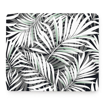Black White Tropical Leaf Pattern Print Mouse Pad