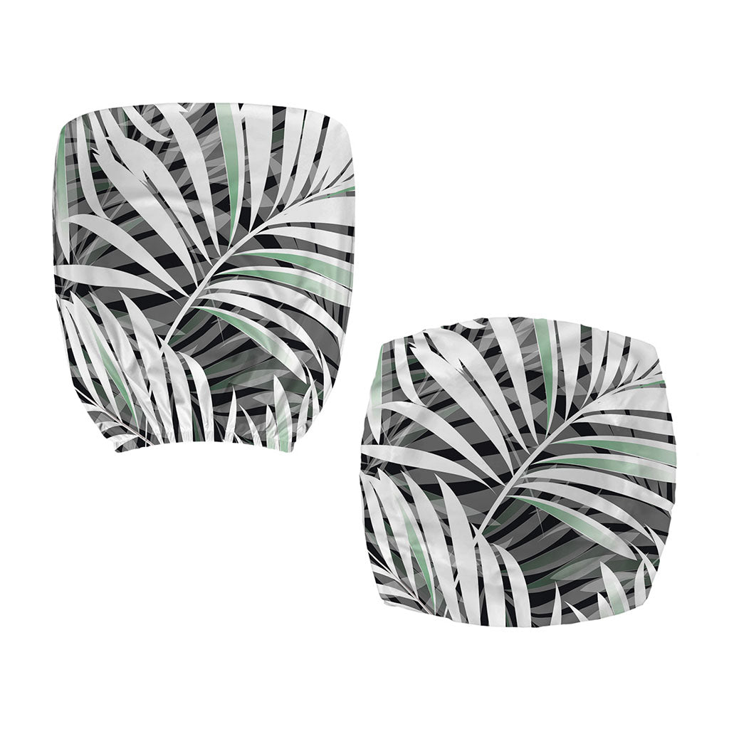 Black White Tropical Leaf Pattern Print Office Chair Cover