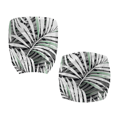 Black White Tropical Leaf Pattern Print Office Chair Cover