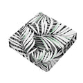 Black White Tropical Leaf Pattern Print Outdoor Seat Cushion Cover