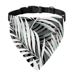 Black White Tropical Leaf Pattern Print Over The Collar Dog Bandana
