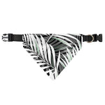 Black White Tropical Leaf Pattern Print Over The Collar Dog Bandana