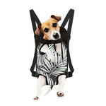 Black White Tropical Leaf Pattern Print Pet Carrier Backpack