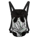 Black White Tropical Leaf Pattern Print Pet Carrier Backpack