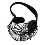 Black White Tropical Leaf Pattern Print Pet Sling Carrier