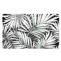 Black White Tropical Leaf Pattern Print Polyester Doormat