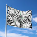 Black White Tropical Leaf Pattern Print Polyester Flag