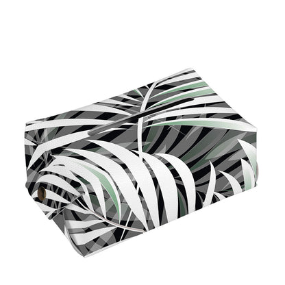 Black White Tropical Leaf Pattern Print Rectangle Tissue Box Cover