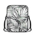 Black White Tropical Leaf Pattern Print Rectangular Crossbody Bag