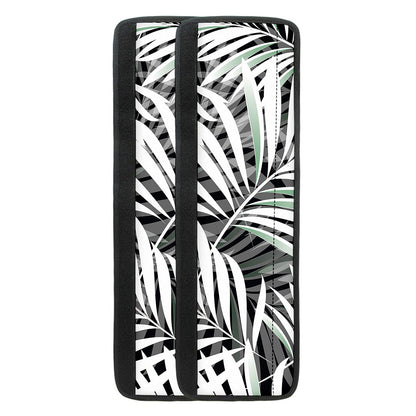 Black White Tropical Leaf Pattern Print Refrigerator Handle Covers