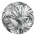 Black White Tropical Leaf Pattern Print Round Blanket