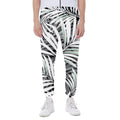 Black White Tropical Leaf Pattern Print Joggers