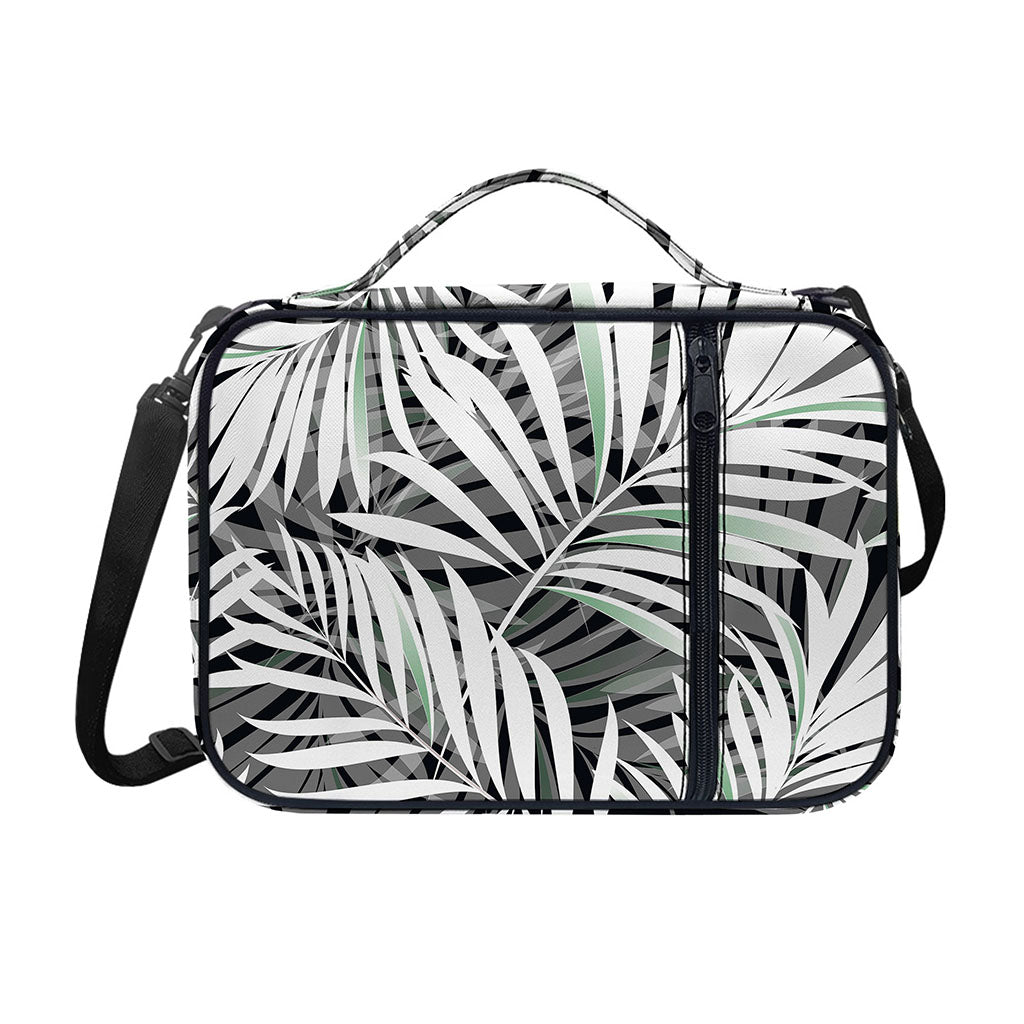 Black White Tropical Leaf Pattern Print Shoulder Strap Bible Bag