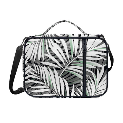Black White Tropical Leaf Pattern Print Shoulder Strap Bible Bag