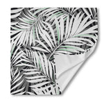 Black White Tropical Leaf Pattern Print Silk Bandana