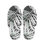 Black White Tropical Leaf Pattern Print Slippers