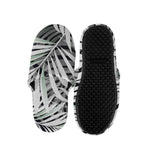 Black White Tropical Leaf Pattern Print Slippers