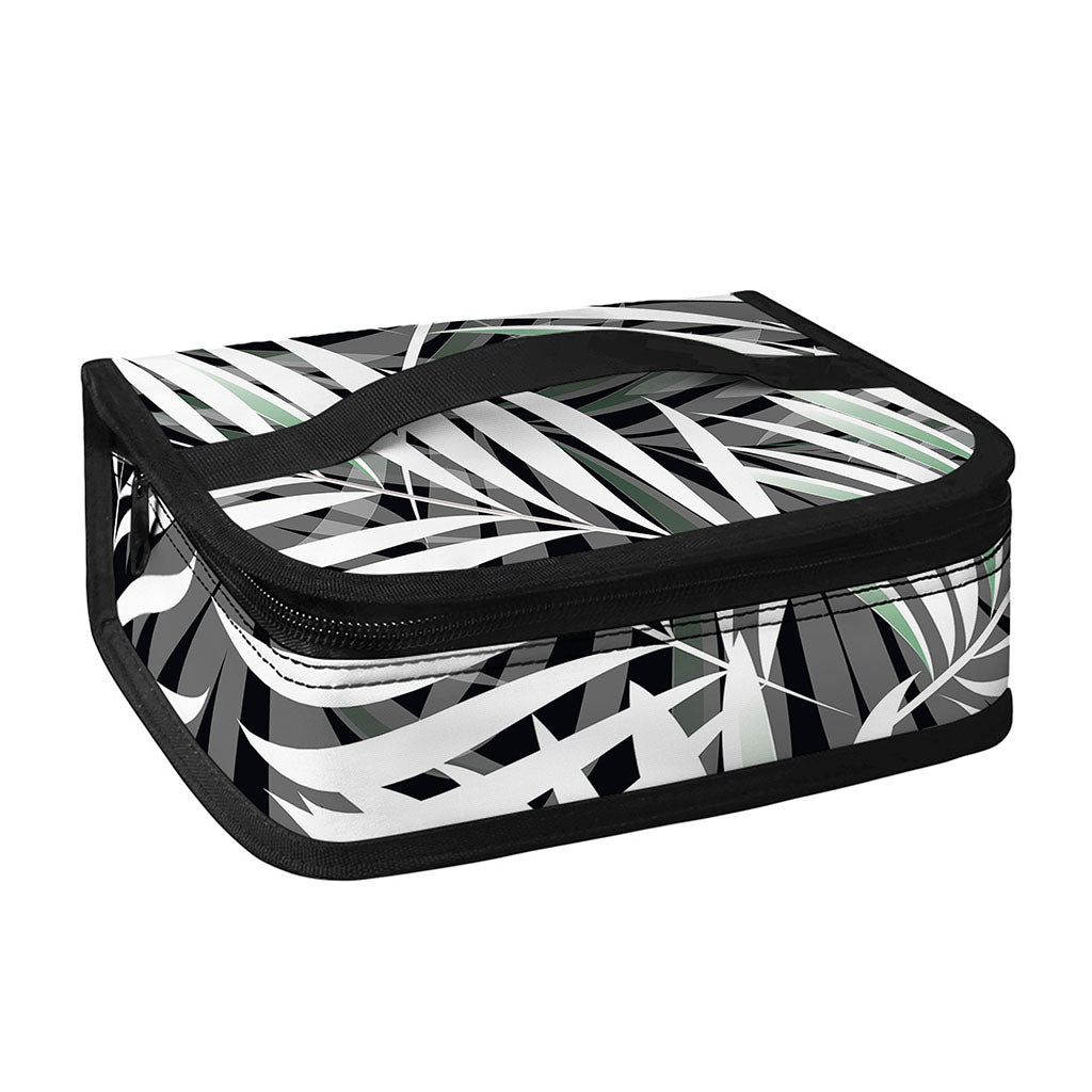 Black White Tropical Leaf Pattern Print Small Lunch Bag
