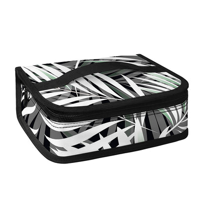 Black White Tropical Leaf Pattern Print Small Lunch Bag