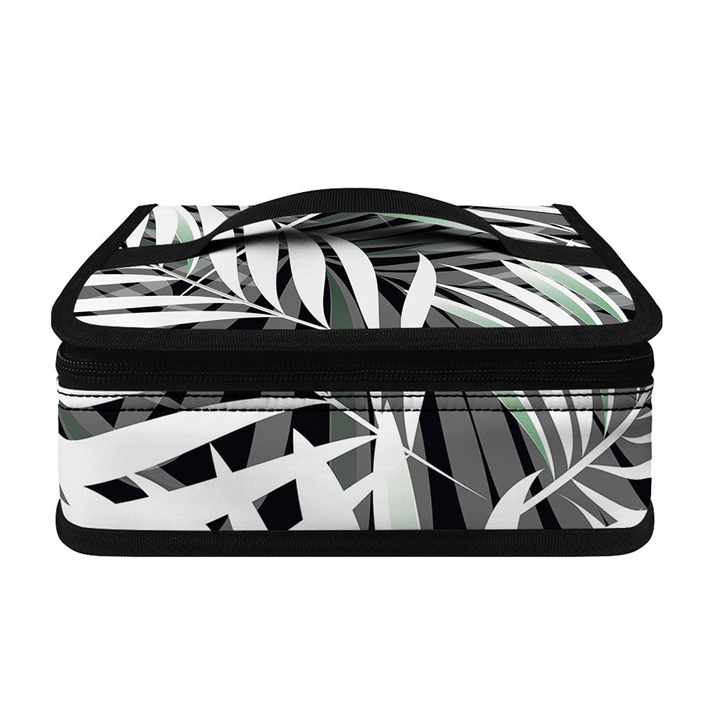 Black White Tropical Leaf Pattern Print Small Lunch Bag