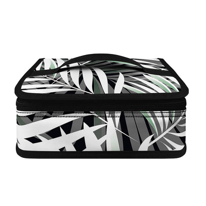 Black White Tropical Leaf Pattern Print Small Lunch Bag