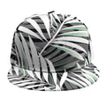Black White Tropical Leaf Pattern Print Snapback Cap