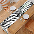 Black White Tropical Leaf Pattern Print Table Runner
