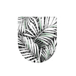 Black White Tropical Leaf Pattern Print Toilet Lid Cover