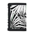 Black White Tropical Leaf Pattern Print Trifold Wallet