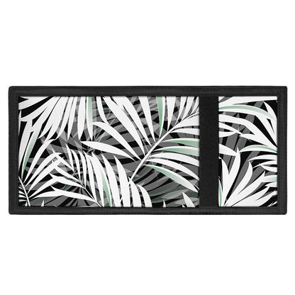 Black White Tropical Leaf Pattern Print Trifold Wallet
