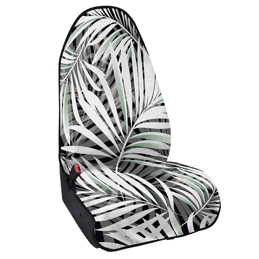 Black White Tropical Leaf Pattern Print Waterproof Car Seat Cover
