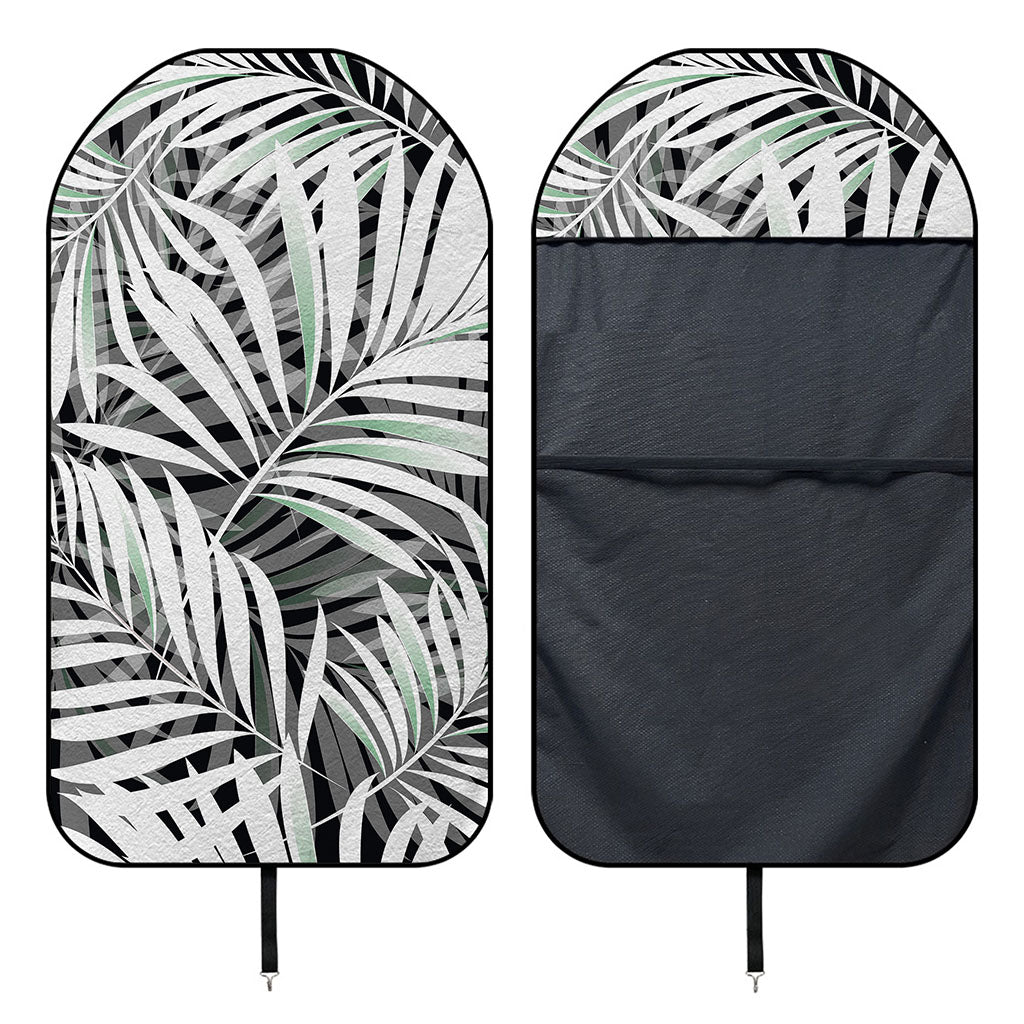 Black White Tropical Leaf Pattern Print Waterproof Car Seat Cover
