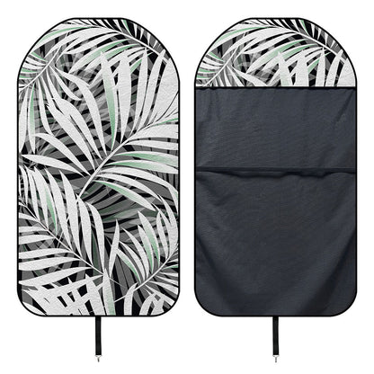 Black White Tropical Leaf Pattern Print Waterproof Car Seat Cover
