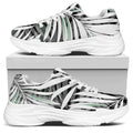 Black White Tropical Leaf Pattern Print White Chunky Shoes