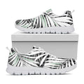 Black White Tropical Leaf Pattern Print White Running Shoes