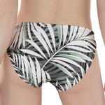 Black White Tropical Leaf Pattern Print Women's Panties