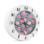Black White Zebra Floral Pattern Print Alarm Clock